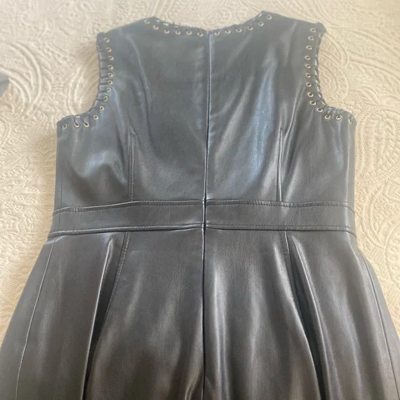 Karl Lagerfeld Black Vegan Leather Dress, size 6 - Picture 2 of 5